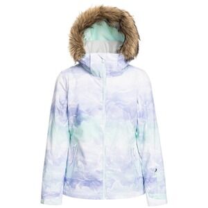 Roxy Women's Ski Snowboard Jacket Fur Hood‎ Watercolor Print Water Resistant L